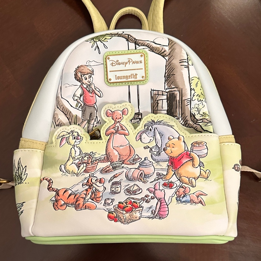 Loungefly Winnie the Pooh Picnic Mini Backpack - Cream, Yellow, Green